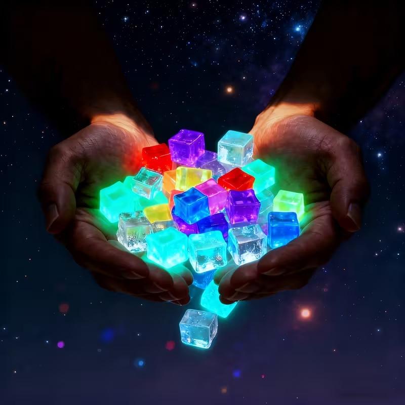 12-60Pcs Reusable Led Ice Cube Lamp 3D Atmosphere Light Eco-Friendly Promotional Light For Party Bar Ktv Wedding Decor