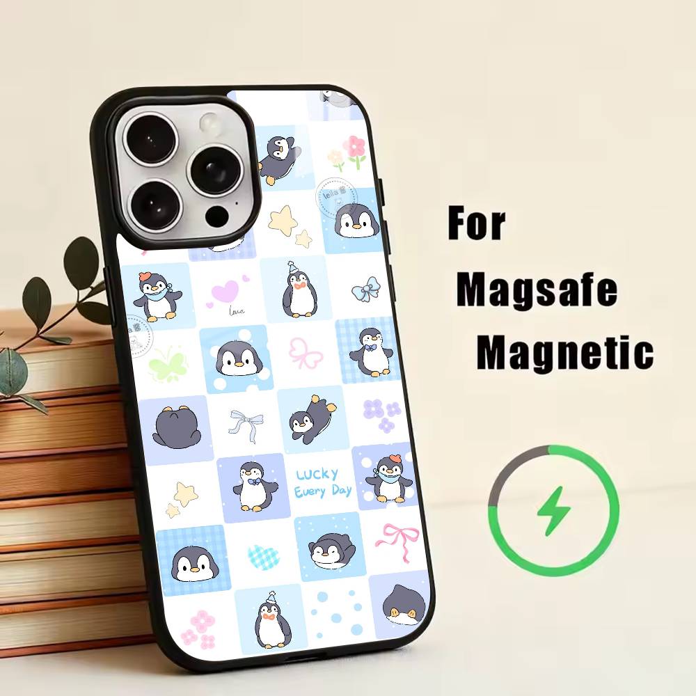 Penguin Kawaii Cute Cartoon  Phone Case For iPhone17,16,15,14,13,12,11 Plus,Pro Magnetic with Magsafe Wireless Charging