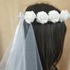 Elegant Floral Bridal Headband with Veil Wedding Headwear Bridal Wreath Veil for Bachelorette Party & Bridal Shower Gift
