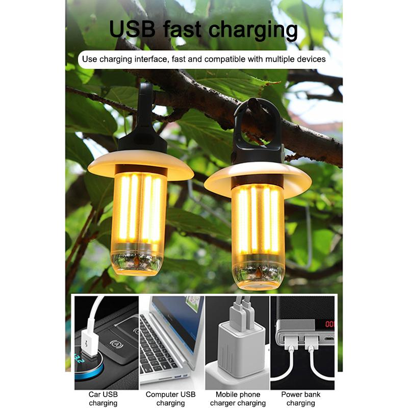Mini Portable Camping Lights Rechargeable Led Flashlight Dual-Light Warm White Multifunctional Outdoor Lamp Garden Atmosphere