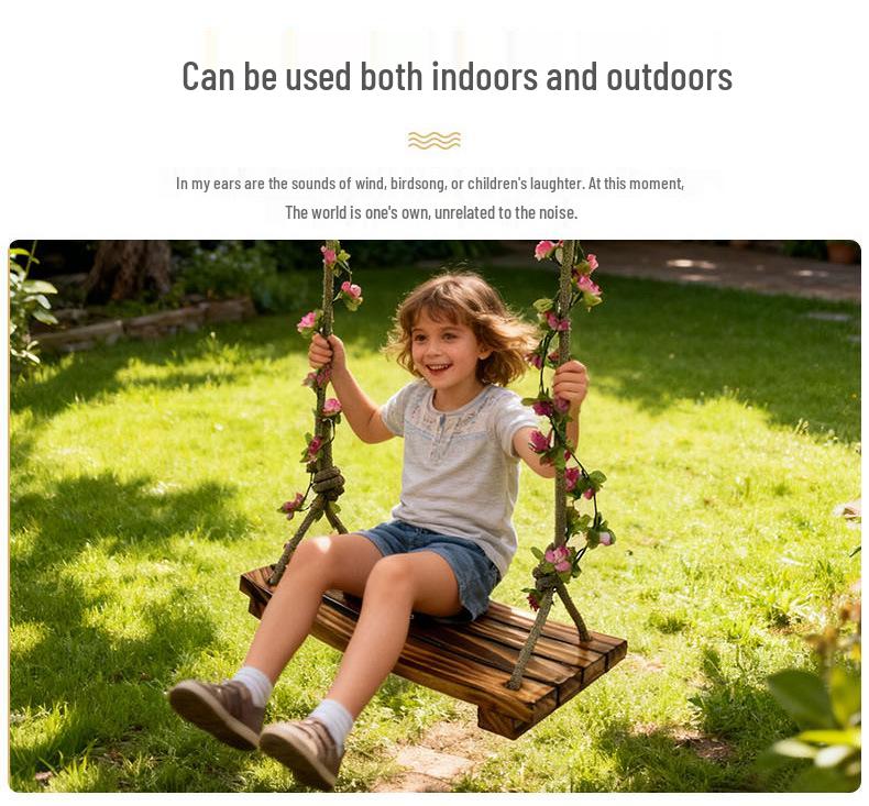 Solid Wood Anti-Corrosion Curved Swing for Children (Indoor/Outdoor)