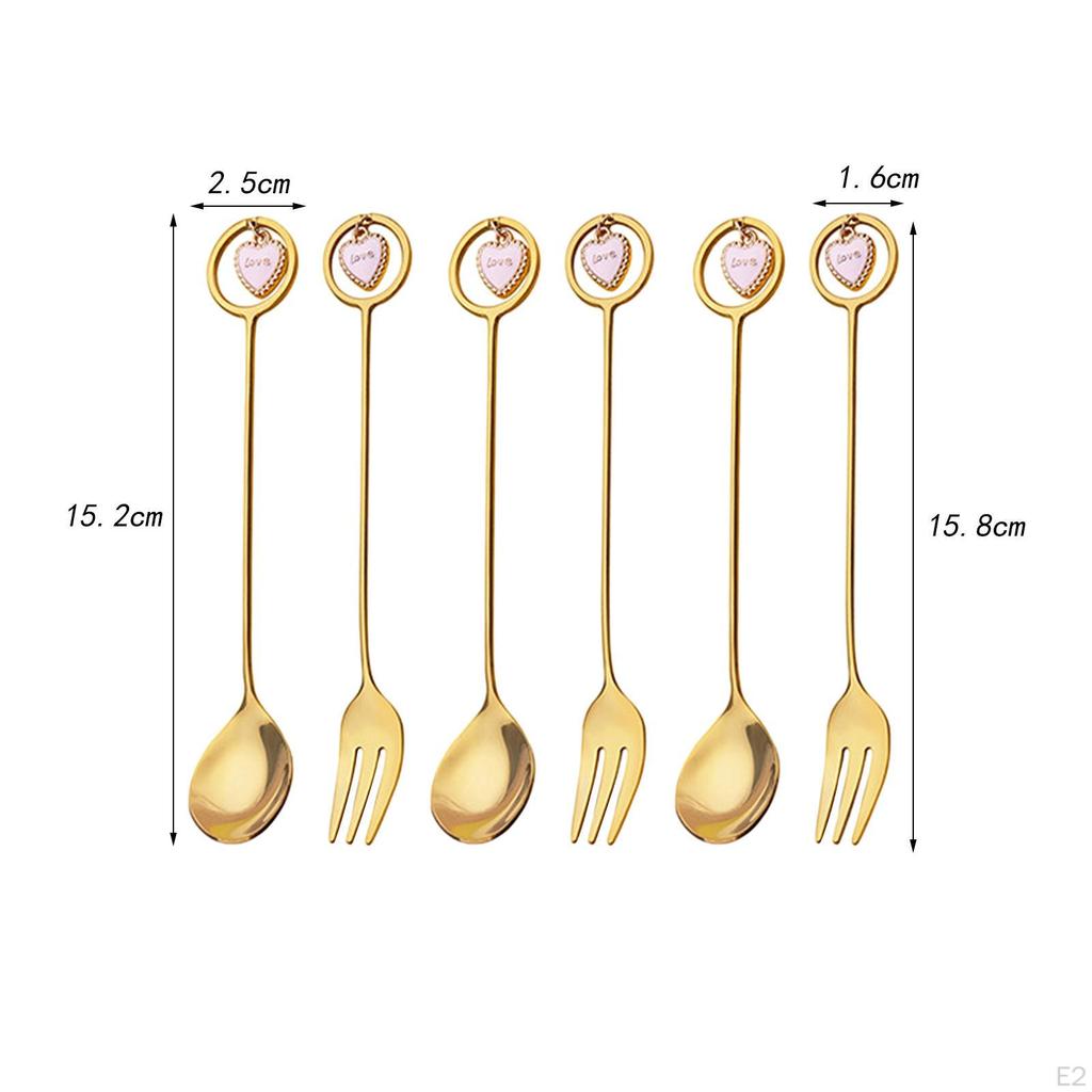 6 Pieces Christmas Flatware Forks and Spoons Set, Food Serving Utensils, Xmas Cutlery Kits