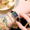 Women's Quartz Watches Trendy Niche Square Female Watches Green Ladies Wrist Watch Fashion Popular Timepieces for Student Girls