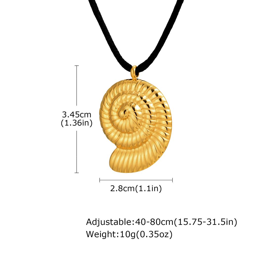 Stainless Steel Geometric Oval Necklace for Women, Adjustable Long Black Cord Metal Pendant Necklace Waterproof Jewelry
