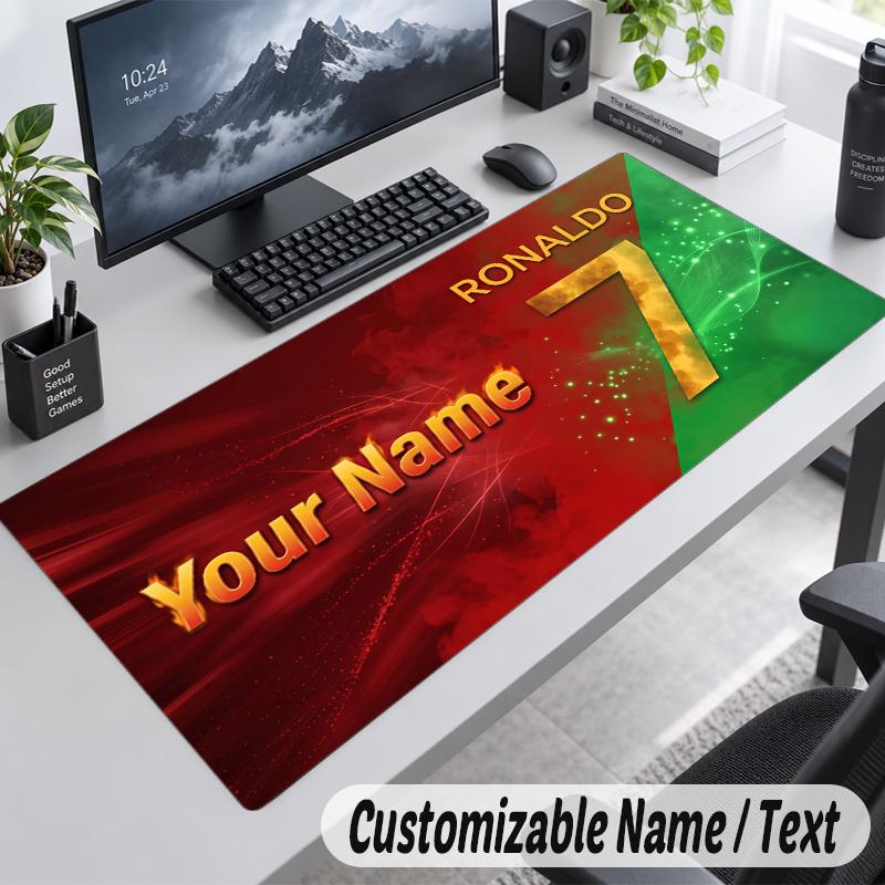 Custom Name Text Mouse Pad Cristiano Ronaldo Personalized Desk Pad For Work And Gaming