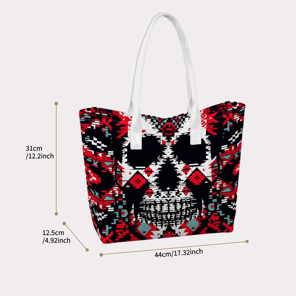 Tribal Skull Tote Bag Fashion Large Capacity Daily Carry Purse for Women Casual Street Style Shoulder Handbag