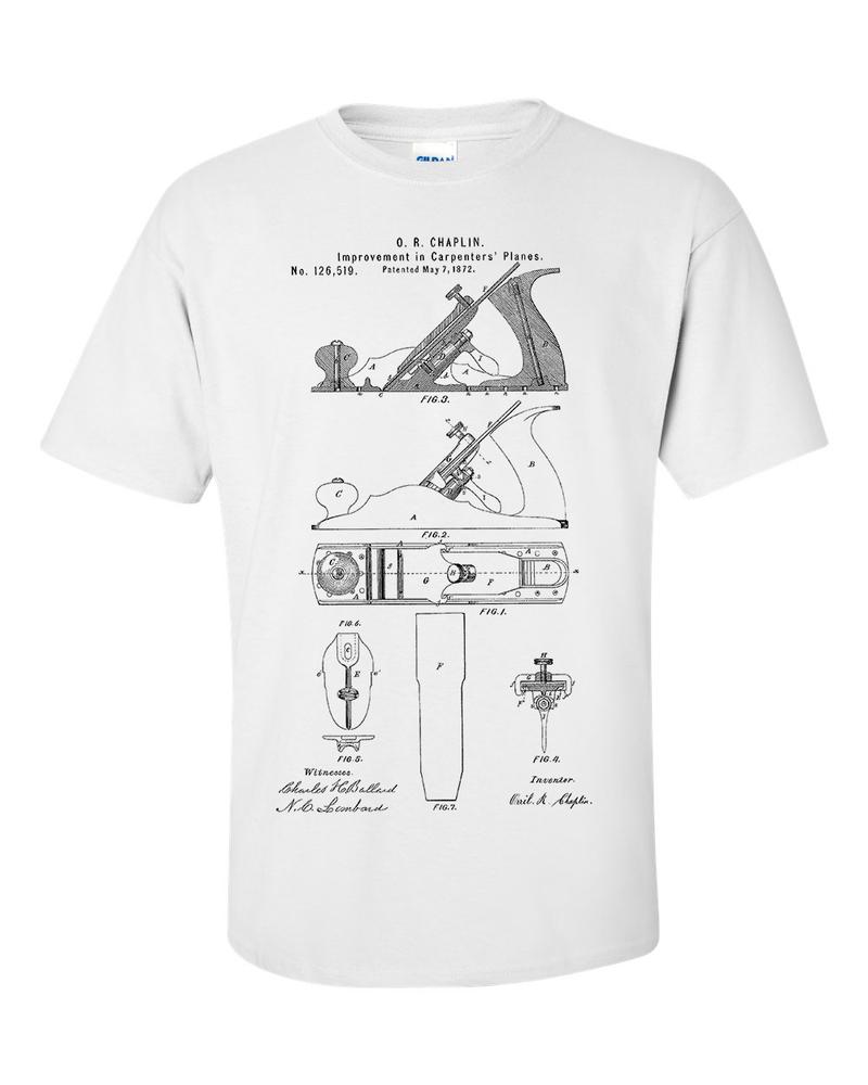 Carpenters Hand Plane Patent Blueprint Gift Chippy Wood Worker TShirt 2XL