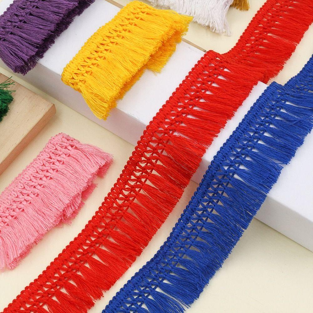 25m Length Sewing 4cm Width Cotton Lace Fabric Trim DIY Craft Cross Hollow Out Fringe Trim Clothing Decor Tassel Trim for Dress