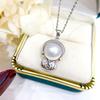 Silver Tone Round Pearl Pendant Necklace for Women, Buddha-Inspired Elegant Statement Jewelry