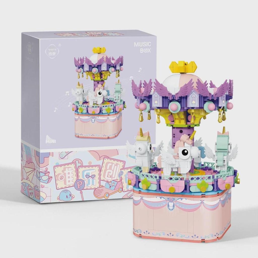 3001 Ferris Wheel Music Box Carousel Building Blocks - Valentine's Day Gift for Boys and Girls