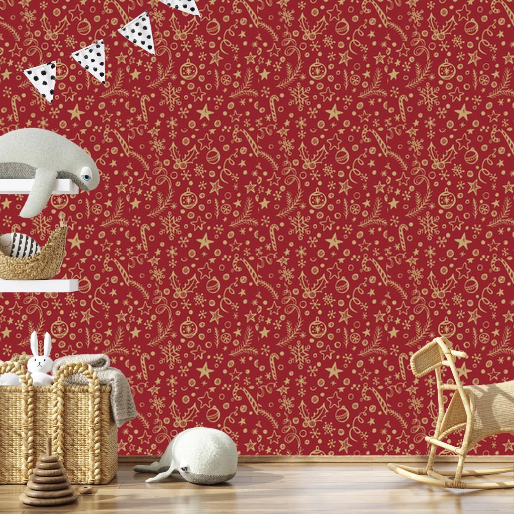 Christmas Red and Orange Wallpaper for Living Room and Bedroom 50x1000