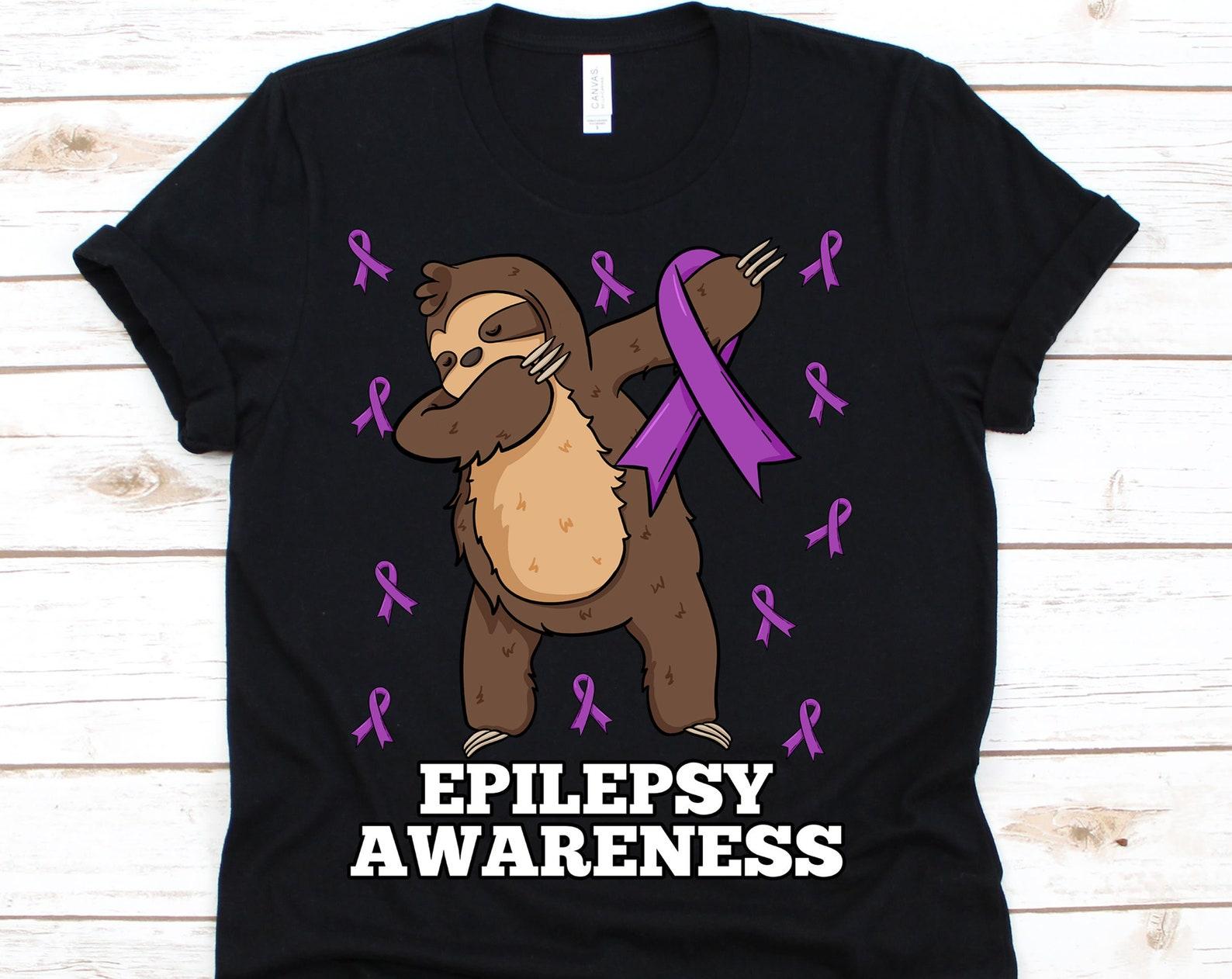 Dabbing Sloth Shirt , Sloth, Epilepsy Awareness Month, Epilepsy, Epilepsy Support, Vintage Epilepsy Ribbon, Dabbing 4XL