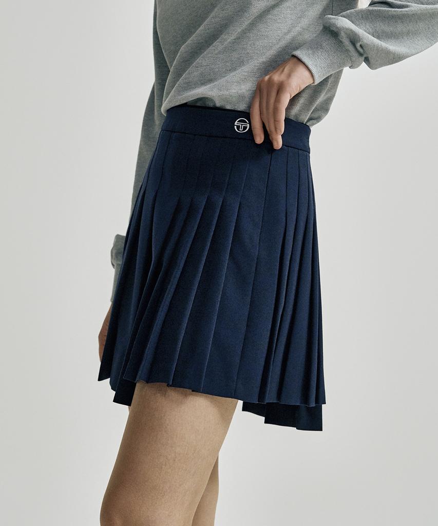 SERGIO TACCHINI W Tr Asymmetrical Pleated Skirt (Navy)