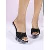 Versatile Wedge Heel Sandals Women's Summer New Sexy Crystal Transparent High Heels Heel Wedge Heel  LFD-1108-2