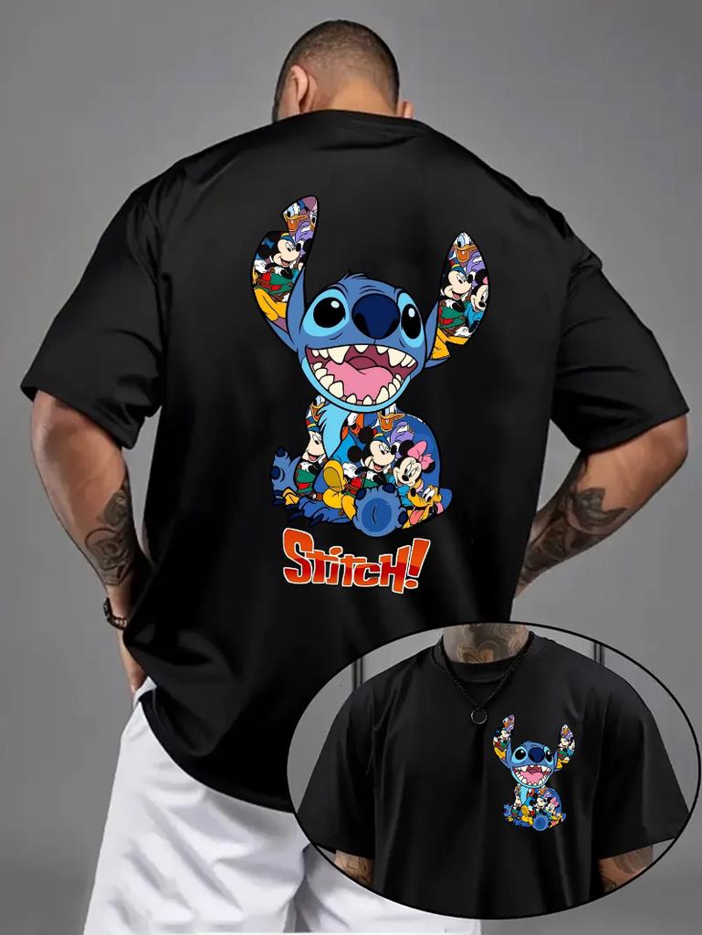 Summer Disney Series Cartoonprinted Pure Cotton Tshirts Are Fashionable Loose and Casual Shortsleeved for Both Men and Women