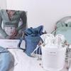 Cylindrical Vegetable Basket Bag Handbag Pu Shoulder Bag Fashionable Drawstring Bucket Bag  Outdoor