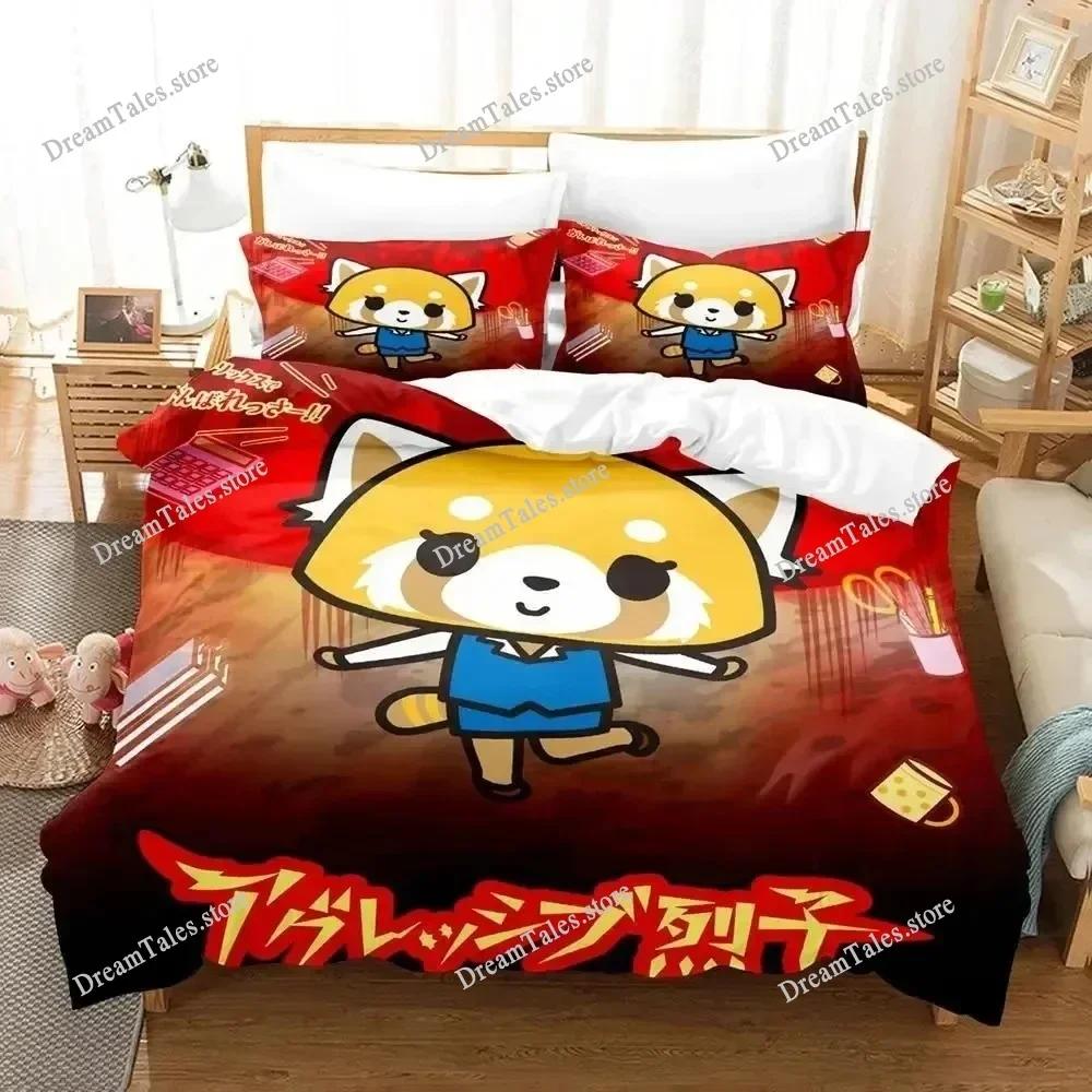Home Textile Cartoons Aggretsukos Cover Duvet Cover Pillow Case Boy Girl Polyester Bedding Set King Queen Twin Size Luxury Gift