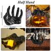 3Pcs Wall Mounted Creepy Ghost Hands with Tea Lights Candles, Spooky Goth Decor Black Horror Reaching Ghost Hands for Halloween