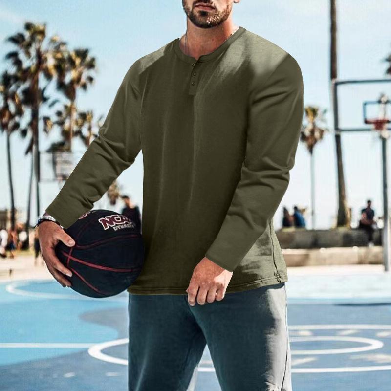 Men S Long Sleeve Henley T Shirt Basic Casual Top