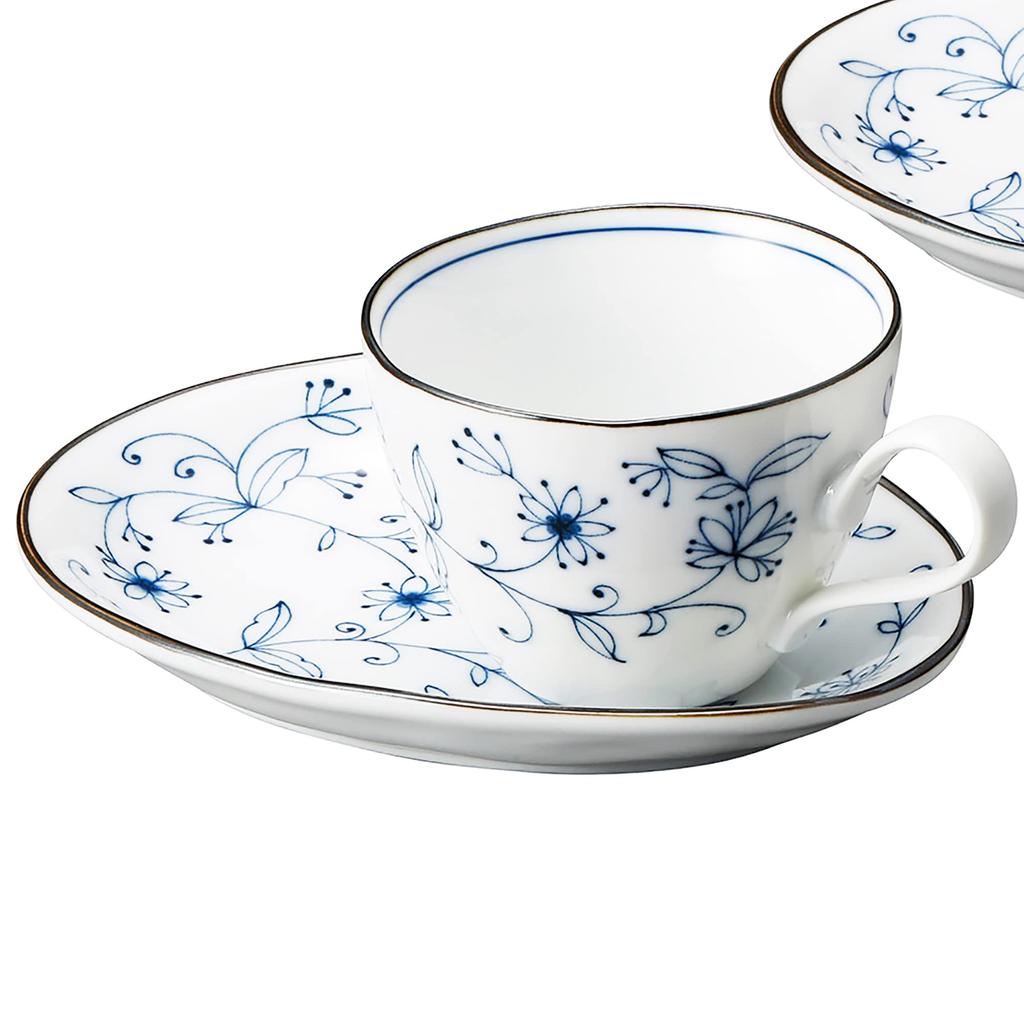 Nihon Tosai Cup and Saucer, Blue, 200ml, B40187180, Set of 4