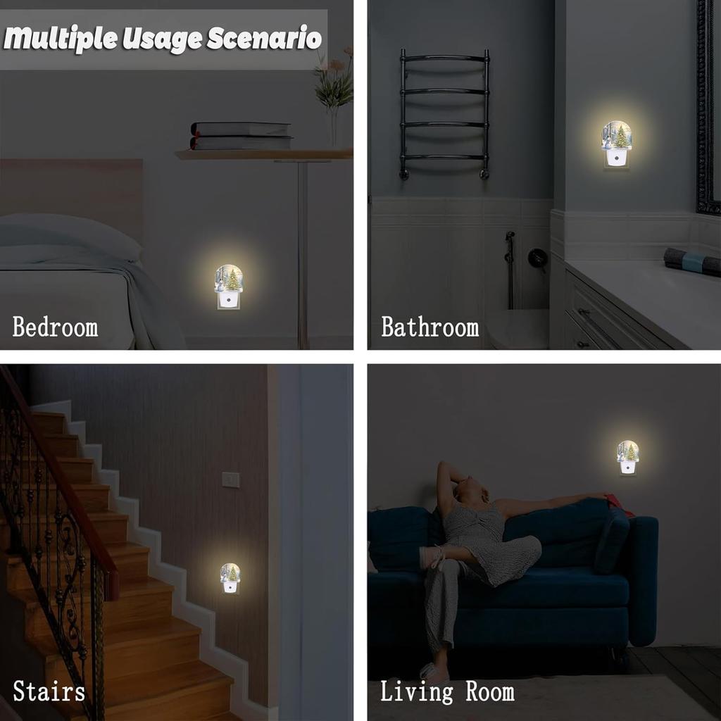 Christmas Tree With Snowman Night Light for Kids,Winter Holiday Snowman Night Light Plug In with Dusk To Dawn Sensor,0.5w Energy Saving Nightlight