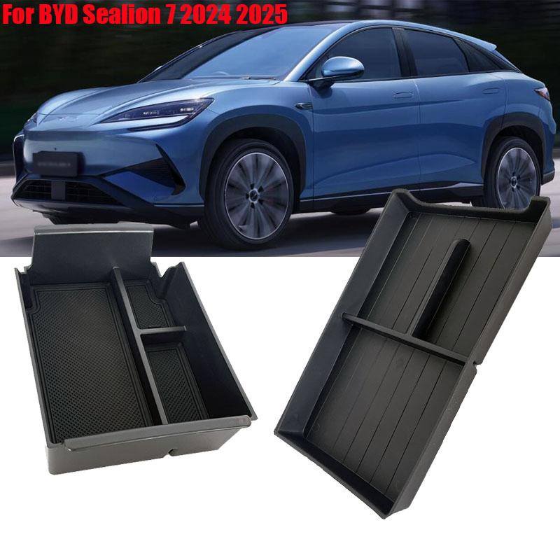 Storage Box for BYD Sealion 7 2024 2025 Armrest Storage Box Center Console Layered Storage Tray Modification Car Accessories