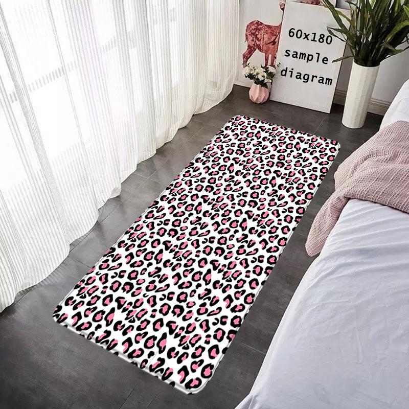 Doormat Flannel Floor Mat Leopard Grain Indoor Foot Rug Bedside Mats Kitchen Corridor Water Absorbent Carpet Ideal Balcony Decor