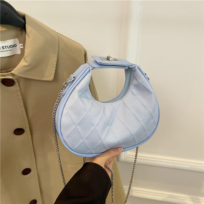 Crescent Stylish Crossbody Bag With Chain Strap And Lingge Design Daily For