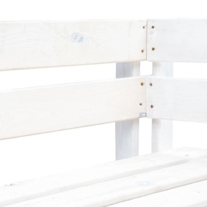Banc d'angle - vidaXL - Palette de jardin - Bois massif - Blanc - 110x65x55 cm