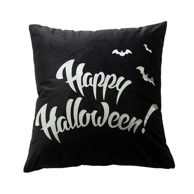 Pumpkin Halloween Polyester Fluorescent Night Light Pillowcase Cushion Home Bedroom Hotel Car Seat Decorative Pillowcase 45x45cm