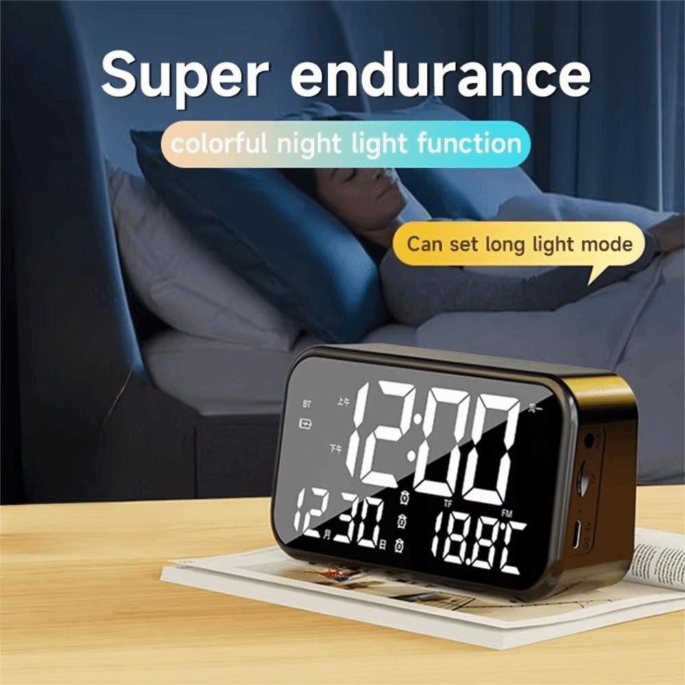 Large Digital Alarm Clock Rechargeable Bluetooth Speaker Smart LED Display Clock  Bedroom