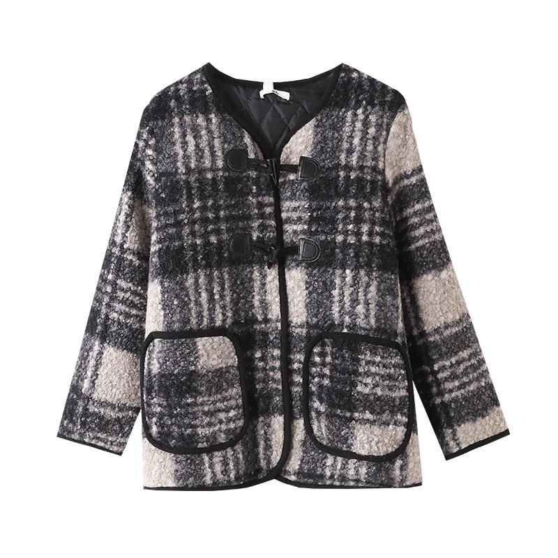 

Женское пальто большого размера на флисе и из искусственной овчины, зимнее пальто в клетку «гусиная лапка» 6XL