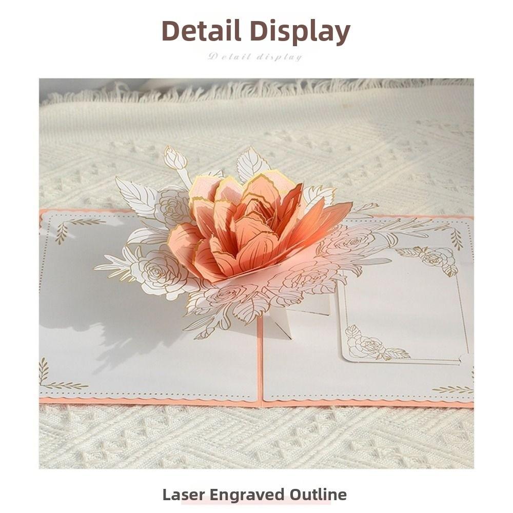New Pop Up 3D Rose Flower Card with Envelope Handmade Greeting Cards Paper Card Birthday Anniversary