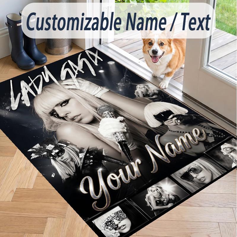 Custom Text Lady Gaga Pattern Floor Rug Soft Indoor Carpet Mat Living Room Bedroom