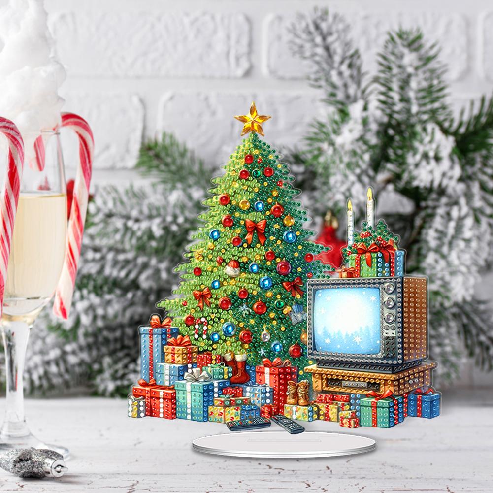 

Acrylic Special Shape Christmas Cat Table Top Diamond Painting Ornament Kits Rhinestones Desktop Ornaments for Home Office Decor