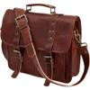 Vintage Goat Leather Messenger Real Satchel Genuine Laptop Brown Briefcase Bag