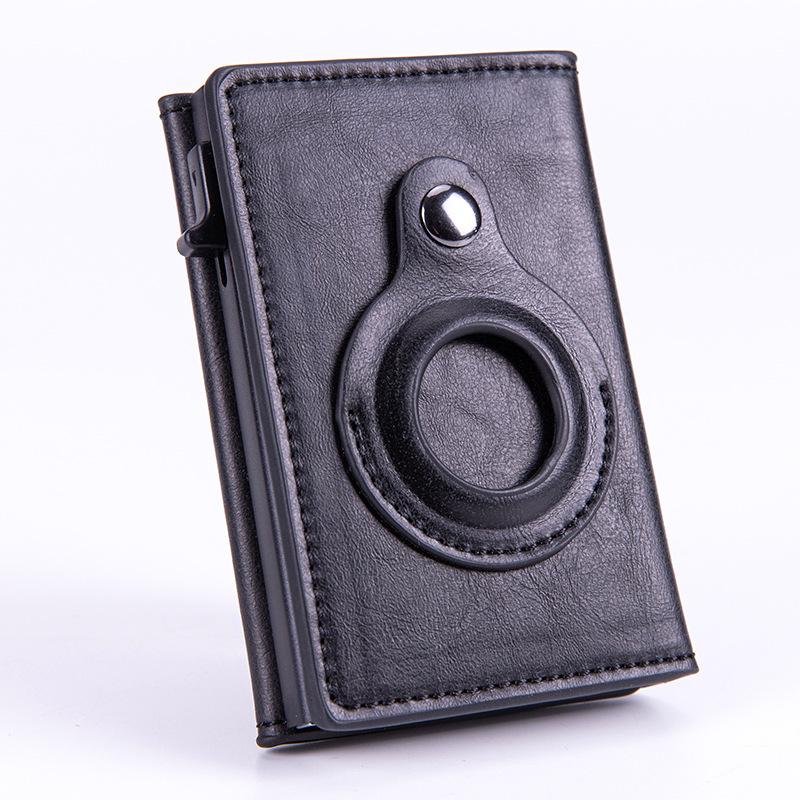 

PU leather airtag card holder with RFID anti-theft and loss prevention wallet tracker for credit cards чёрный