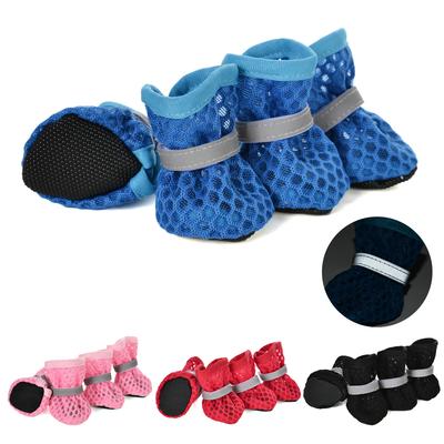Síťované psí boty pro malé psy kočky ochrana tlapky štěněcí boty reflexní prodyšné čivava mops sandály potřeby pro domácí mazlíčky 4ks/sada