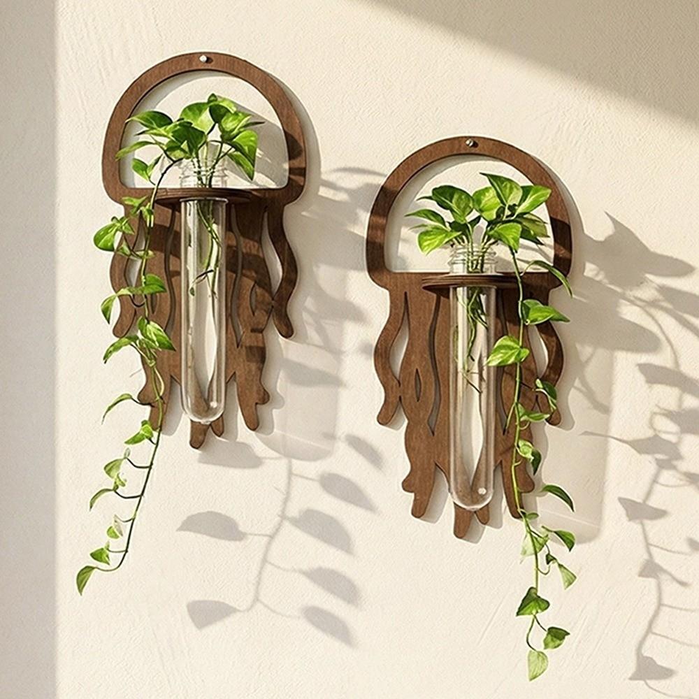 Wood Wall Propagation Station Bohemian Style Plant Propagation Vase Bedroom Wall Decor