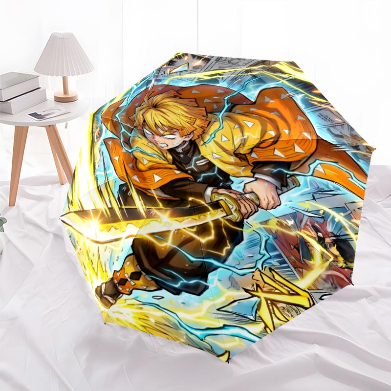 1pc Agatsuma Zenitsu (4) Umbrella, Sun Protection, And UV Shielding. It Has Eight Sturdy Ribs for Outdoor Use And Perfect As a Holiday Gift