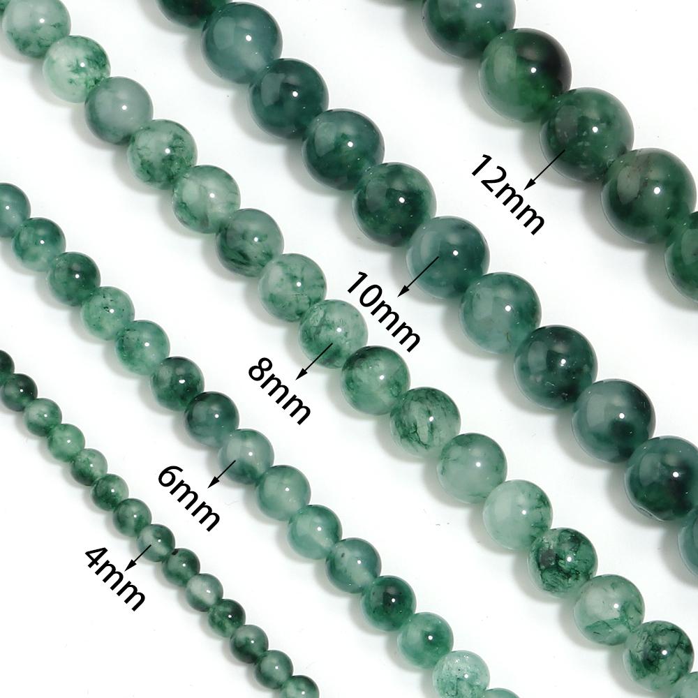 Natural Chalcedony Stone Beads Deep Green Round Loose Spacer Bead For Jewelry Making DIY Bracelet Necklace Supplie 4/6/8/10/12mm