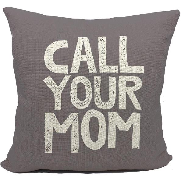 Mancheng-zi Call Your Mother Pillow, Call Your Mom Funny Throw Pillow Case, 18 x 18 Inch Decorative Cotton Linen Cushion Cover for Sofa Couch Bed серый