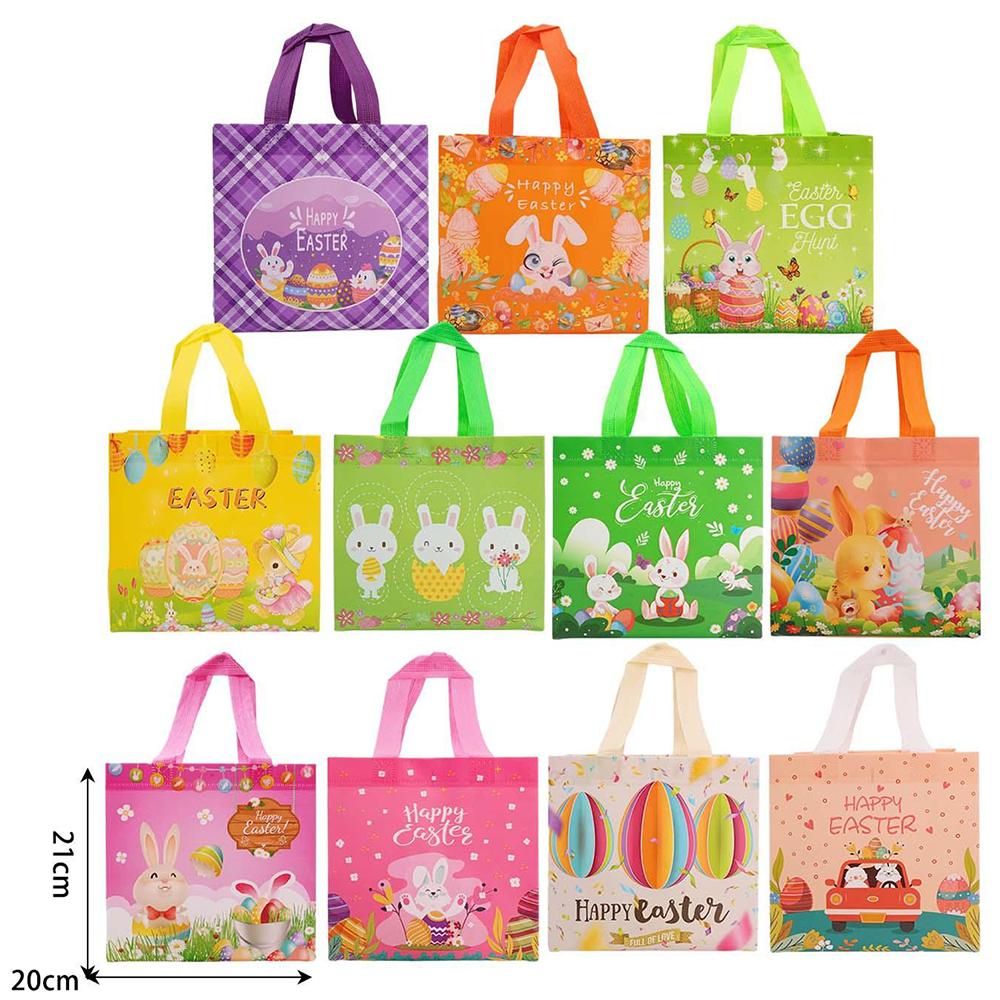 1/5Pcs Easter Tote Bags Colorful Handheld Gift Bunny Egg Bag Non-woven Home Decorations Supplies Packaging Shopping Bag