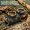 Reptile Hide Cave Reptile Lizard Hideaway Shelter Hollow Log Cave Resin Water Dish Food Bowl for Aquariums and Terrariums Decor