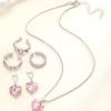 New Pink Crystal Heart Jewelry Set for Women Simple Y2K Zircon Love Elegant Pendant Necklaces Ring Drop Earring Girls Gifts 2026