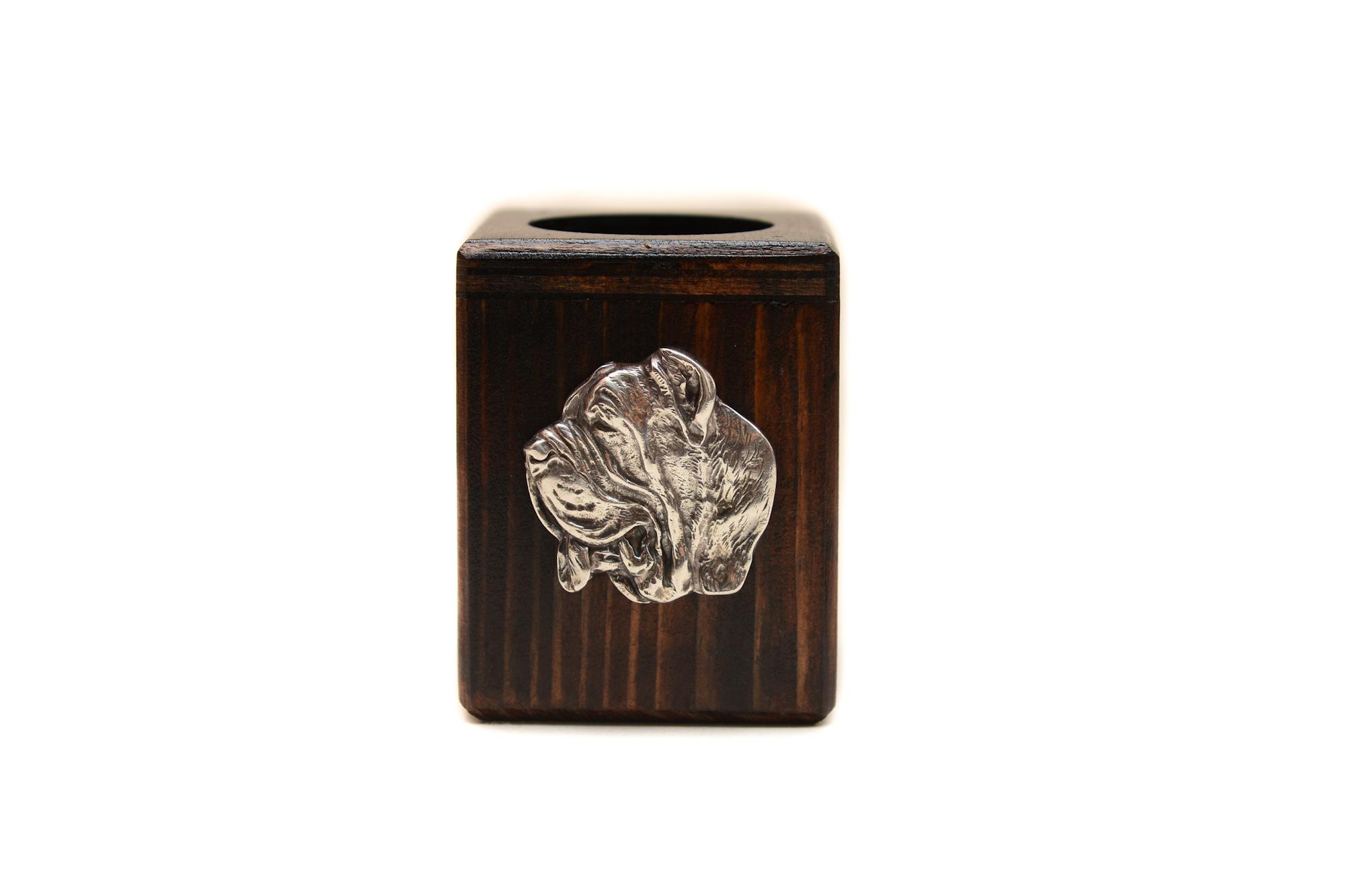 

Neapolitan Mastiff, Mastino Napoletano - wooden candle holder with a dog, a unique souvenir after losing a dog, a handicraft from the Art-Dog brand коричневий