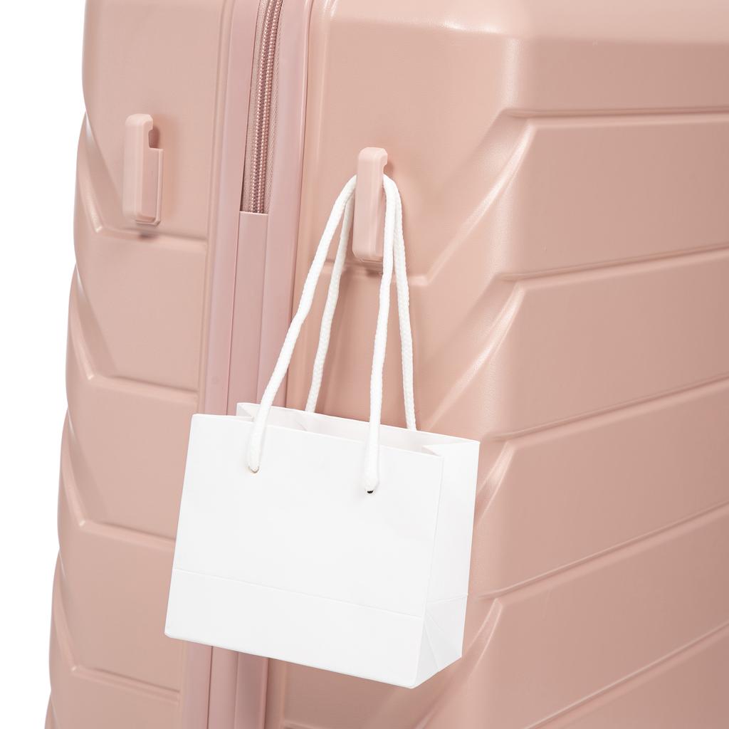 14"/19"/24"/28" 4-Piece ABS Spinner Luggage Set - Side Handles, Hanging Hook & Protective Feet - Combination Lock & Cosmetic Bag (Pink)