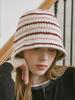 Olinkeompeulliteu Wool Striped Crochet Hat (Pink)