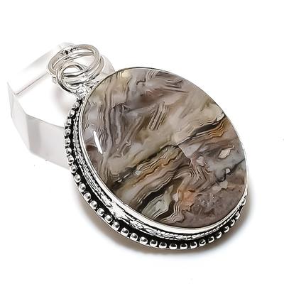 Natural Laguna Lace Agate 925 Sterling Silver Jewelry Pendant 2.09" q9A58