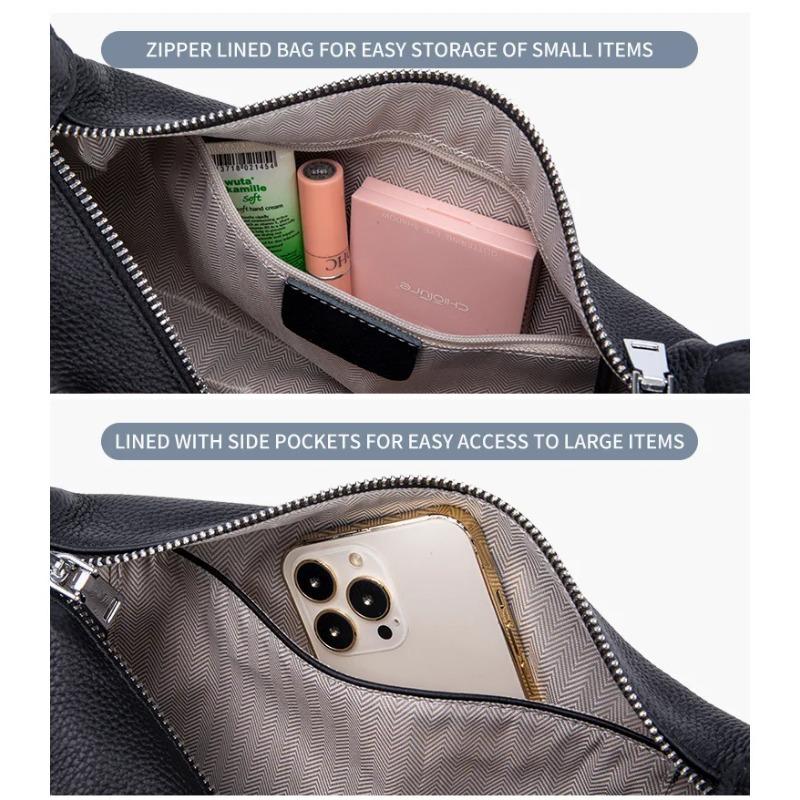 Genuine Leather Simple Dumpling Bag, 2026 Women's Handbag First Layer Cowhide Versatile Shoulder Crossbody Commuter Saddle Bag